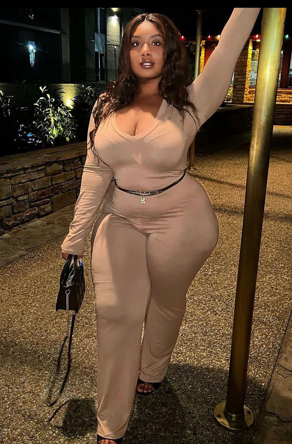 Long Sleeve Jumpsuit (Nude)